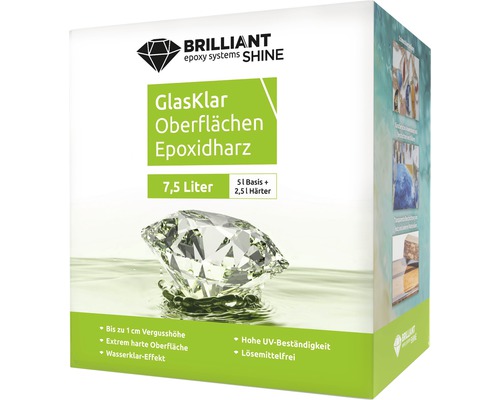 Brilliant Shine Glasklar Résine époxy de surface 7,5 litres Emballage