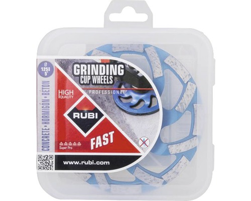 Meule boisseau Rubi, diamètre 125 millimètres pour béton, en emballage plastique