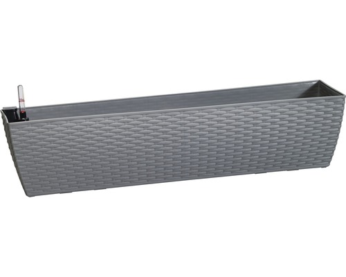 Lafiora Balkonkasten 80 x 18,5 x 18,5 cm Kunststoff grau inkl. Drainageplatte und Selbstbewässerungssystem