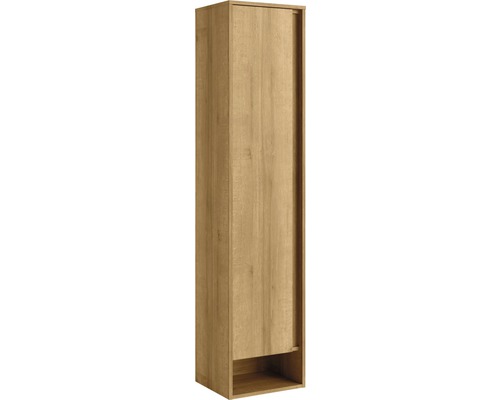 Armoire haute FACKELMANN Natura gauche lxhxp 38x166.5x32 cm bois de chêne Armoire en bois étroite avec compartiment ouvert