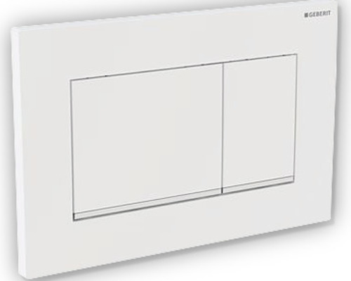 Plaque de commande GEBERIT Sigma 30 plaque blanc mat / bouton blanc mat / bandes décoratives chrome 115.883.JT.1