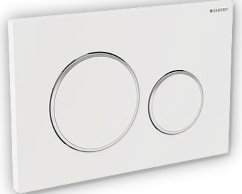 Plaque de commande GEBERIT Sigma 20 plaque blanc mat / bouton blanc mat / anneau décoratif chrome 115.882.JT.1