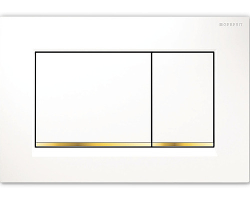 Betätigungsplatte GEBERIT Sigma 30 Platte weiss glänzend / Taster weiss glänzend / Dekorstreifen gold 115.883.KK.1