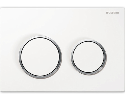 Plaque de commande GEBERIT Kappa 21 plaque blanc brillant / bouton blanc brillant / anneau décoratif chrome 115.240.KJ.1