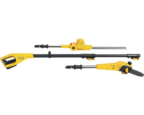 Outil multifonction Stiga avec élagueuse, taille-haie et rallonge