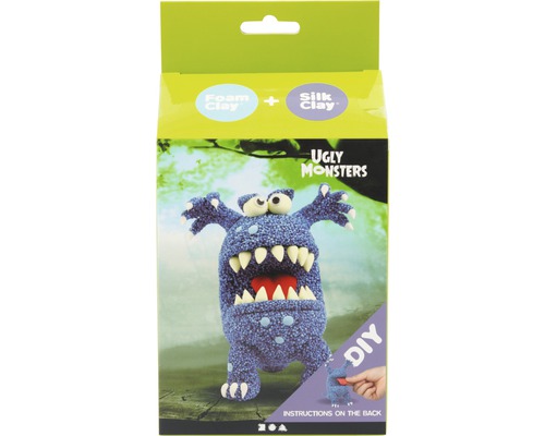 Bausatz für eine blaue Knetmonster-Figur mit Zähnen