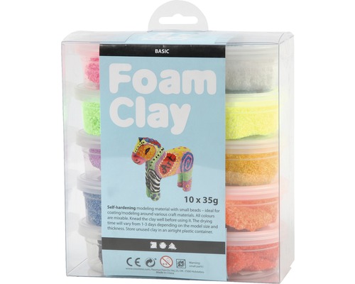 Kit de pâte Foam Clay, pâte à modeler auto-durcissante avec de petites billes, 10 fois 35 grammes
