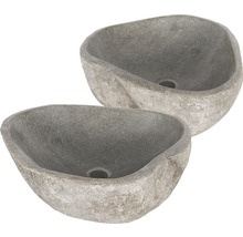 Vasque à poser Differnz Lombok Duo env. 50 cm pierre naturelle Riverstone gris mat 36.102.40-thumb-0
