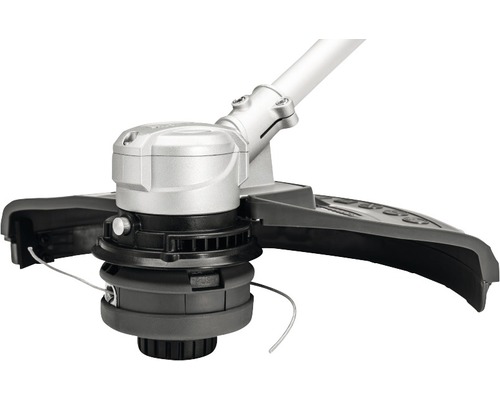 Detailansicht eines Rasentrimmer-Kopfes mit Schneidfaden