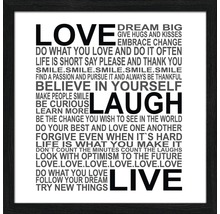 Tableau encadré Love-Laugh-Live 28x28 cm