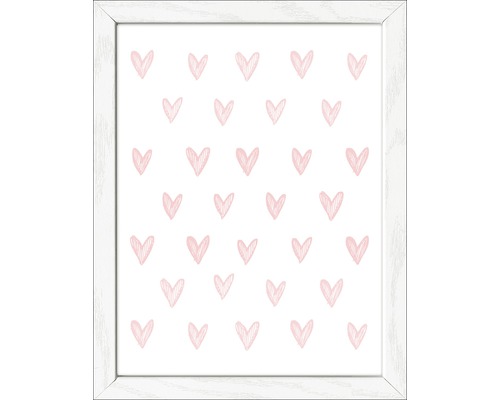 Tableau encadré Pink Hearts 19x24 cm