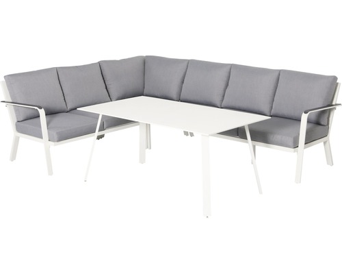 Ensemble de meubles de jardin d'angle SenS-Line Sanchez 5 places 2 pièces aluminium blanc