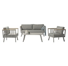 Gartenset mit Sofa, zwei Sesseln und Tisch