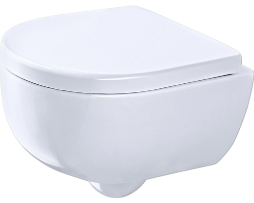 Wand-WC Set GEBERIT Renova Compact Tiefspüler ohne Spülrand weiss glänzend mit WC-Sitz CG04000000