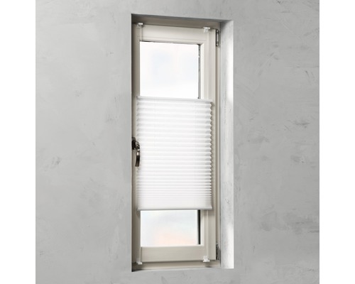 Store plissé Soluna avec système de serrage latéral blanc 55x130 cm Fenêtre avec store plissé blanc pour la protection contre la lumière et la décoration