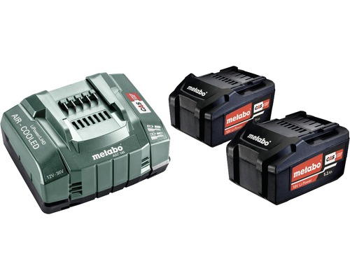 Metabo Akku-Set 18V Li-Ion (5,2 Ah) 2x Akkus und Ladegerät Metabo Akku-Set 18V Li-Ion (5,2 Ah) 2x Akkus und Ladegerät