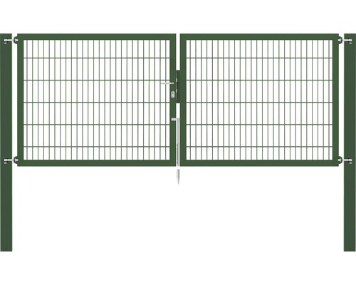 Portillon grillagé double ALBERTS Flexo Plus 8/6/8 300 x 120 cm y compris poteaux 10 x 10 cm vert