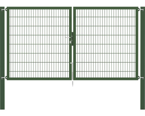 Portillon grillagé double ALBERTS Flexo Plus 8/6/8 300 x 160 cm y compris poteaux 8 x 8 cm vert