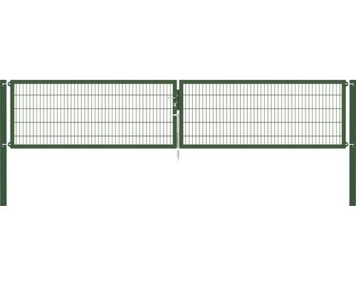 Portillon grillagé double ALBERTS Flexo Plus 8/6/8 500 x 100 cm y compris poteaux 10 x 10 cm vert