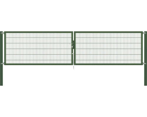 Portillon grillagé double ALBERTS Flexo Plus 8/6/8 500 x 120 cm y compris poteaux 10 x 10 cm vert