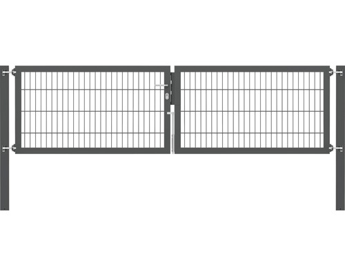 Portillon grillagé double ALBERTS Flexo Plus 8/6/8 300 x 80 cm y compris poteaux 10 x 10 cm anthracite