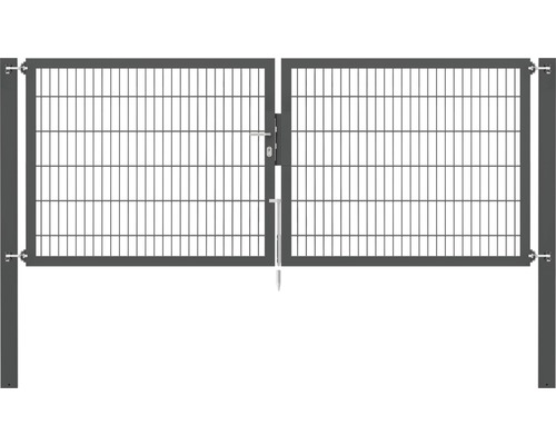 Portillon grillagé double ALBERTS Flexo Plus 8/6/8 300 x 120 cm y compris poteaux 10 x 10 cm anthracite