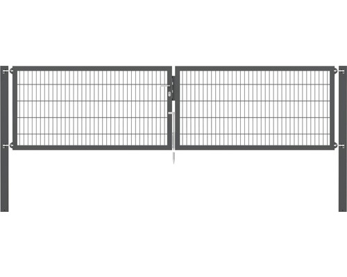 Portillon grillagé double ALBERTS Flexo Plus 8/6/8 400 x 100 cm y compris poteaux 10 x 10 cm anthracite