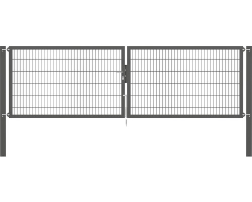 Portillon grillagé double ALBERTS Flexo Plus 8/6/8 400 x 120 cm y compris poteaux 10 x 10 cm anthracite