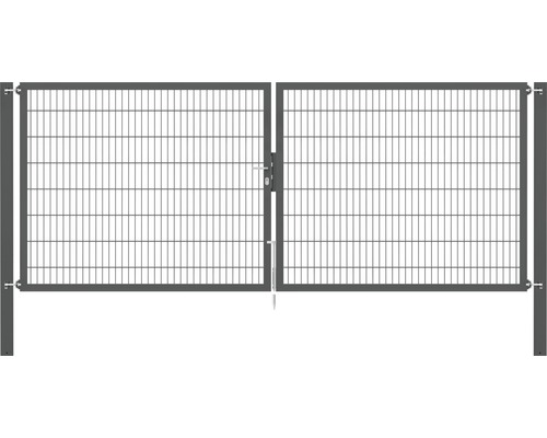 Portillon grillagé double ALBERTS Flexo Plus 8/6/8 400 x 160 cm y compris poteaux 10 x 10 cm anthracite