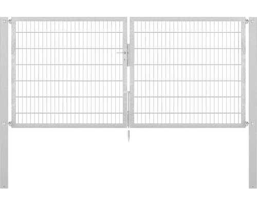 Portillon grillagé double ALBERTS Flexo Plus 8/6/8 300 x 140 cm y compris poteaux 10 x 10 cm galvanisé à chaud