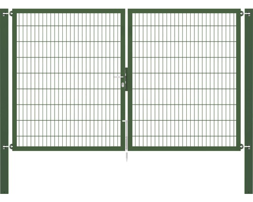 Portillon grillagé double ALBERTS Flexo Plus 8/6/8 300 x 180 cm y compris poteaux 10 x 10 cm vert