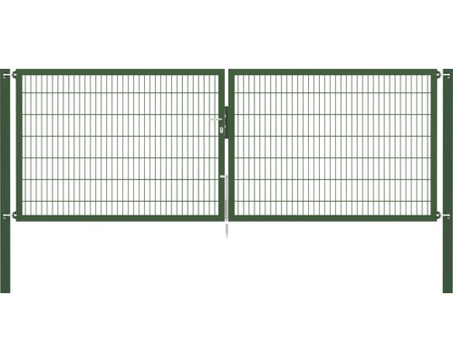 Portillon grillagé double ALBERTS Flexo Plus 8/6/8 400 x 140 cm y compris poteaux 10 x 10 cm vert