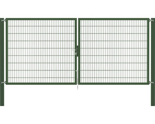 Portillon grillagé double ALBERTS Flexo Plus 8/6/8 400 x 180 cm y compris poteaux 10 x 10 cm vert