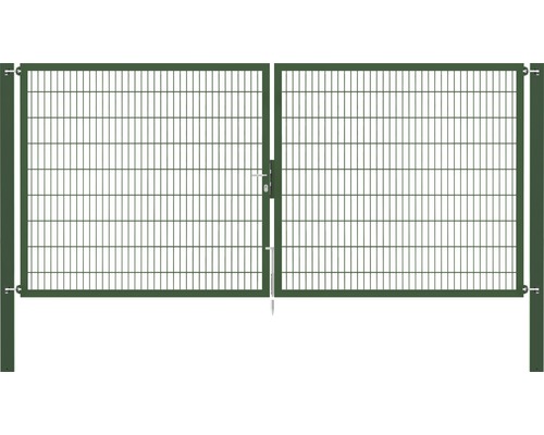 Stabgitter-Doppeltor ALBERTS Flexo Plus 8/6/8 400 x 180 cm inkl. Pfosten 10 x 10 cm grün