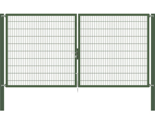 Portillon grillagé double ALBERTS Flexo Plus 8/6/8 400 x 200 cm y compris poteaux 10 x 10 cm vert