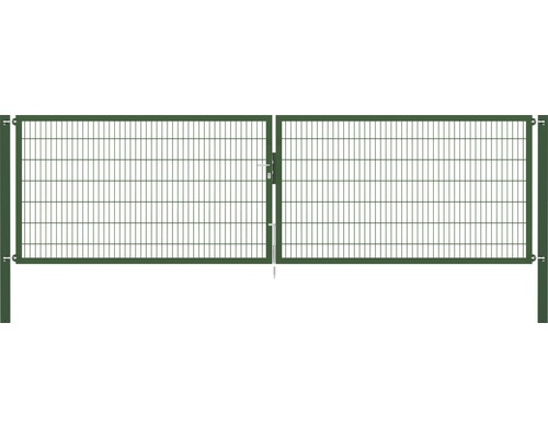 Portillon grillagé double ALBERTS Flexo Plus 8/6/8 500 x 140 cm y compris poteaux 10 x 10 cm vert