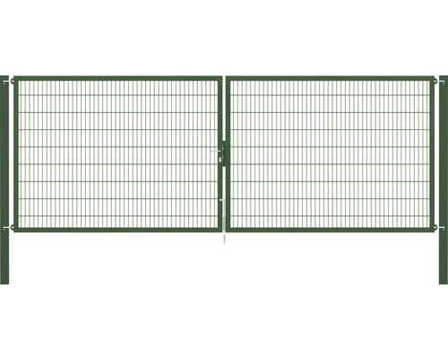 Portillon grillagé double ALBERTS Flexo Plus 8/6/8 500 x 180 cm y compris poteaux 10 x 10 cm vert