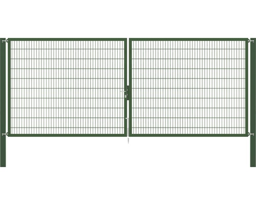 Portillon grillagé double ALBERTS Flexo Plus 8/6/8 500 x 200 cm y compris poteaux 10 x 10 cm vert