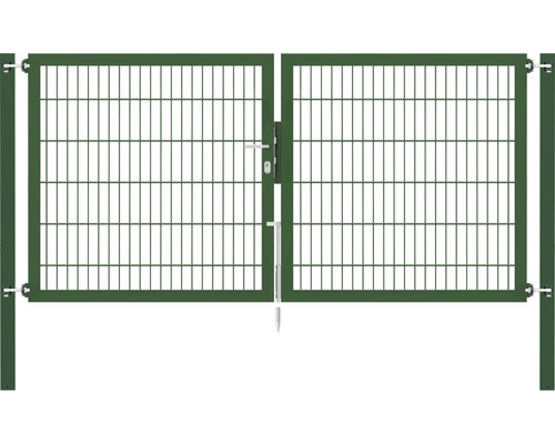 Portillon grillagé double ALBERTS Flexo Plus 8/6/8 250 x 120 cm y compris poteaux 8 x 8 cm vert