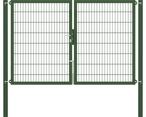 Portillon grillagé double ALBERTS Flexo Plus 8/6/8 250 x 160 cm y compris poteaux 8 x 8 cm vert