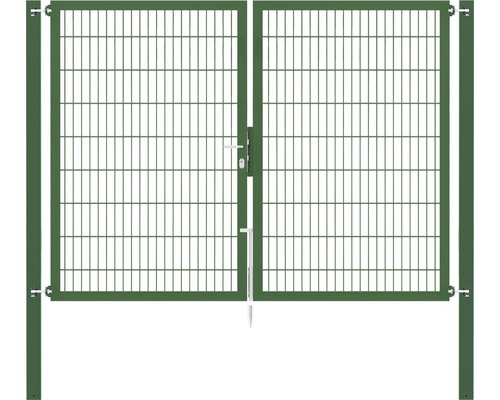 Portillon grillagé double ALBERTS Flexo Plus 8/6/8 250 x 180 cm y compris poteaux 8 x 8 cm vert