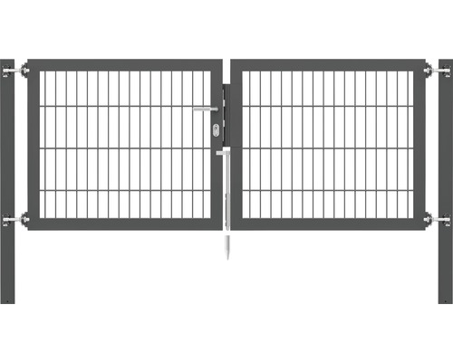 Stabgitter-Doppeltor ALBERTS Flexo Plus 8/6/8 200 x 80 cm inkl. Pfosten 8 x 8 cm anthrazit