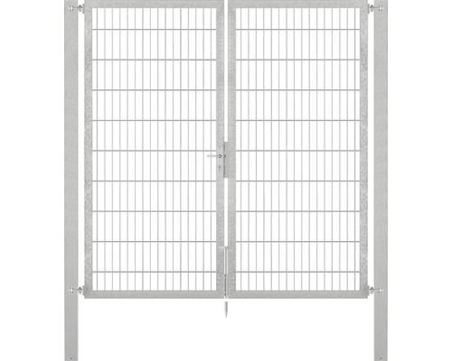 Portillon grillagé double ALBERTS Flexo Plus 8/6/8 200 x 200 cm y compris poteaux 8 x 8 cm galvanisé à chaud