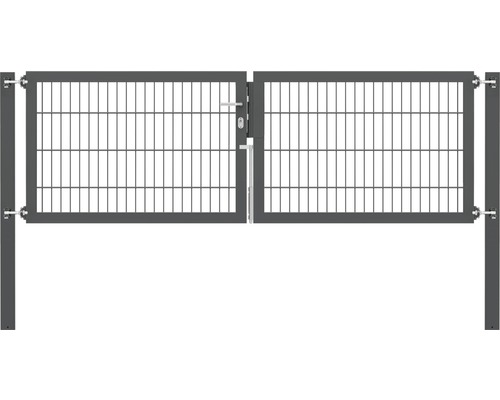 Portillon grillagé double ALBERTS Flexo Plus 8/6/8 250 x 80 cm y compris poteaux 8 x 8 cm anthracite