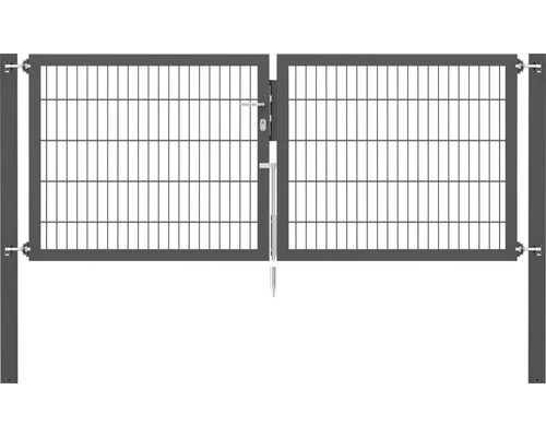 Stabgitter-Doppeltor ALBERTS Flexo Plus 8/6/8 250 x 100 cm inkl. Pfosten 8 x 8 cm anthrazit