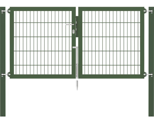 Portillon grillagé double ALBERTS Flexo Plus 8/6/8 200 x 100 cm y compris poteaux 8 x 8 cm vert