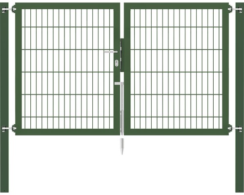 Portillon grillagé double ALBERTS Flexo Plus 8/6/8 200 x 120 cm y compris poteaux 8 x 8 cm vert