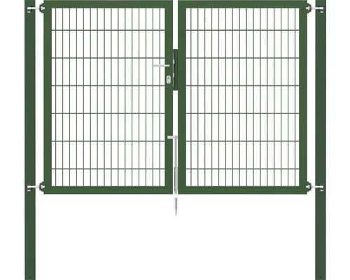 Portillon grillagé double ALBERTS Flexo Plus 8/6/8 200 x 140 cm y compris poteaux 8 x 8 cm vert