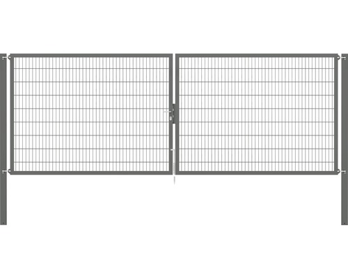 Portillon grillagé double ALBERTS Flexo Plus 8/6/8 500 x 180 cm y compris poteaux 10 x 10 cm anthracite