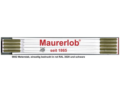 Mètre pliant en bois Maurerlob blanc/jaune 2 m Mètre pliant avec impression Maurerlob